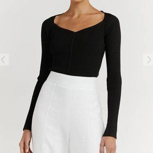 DISSH JANIE BLACK SWEETHEART KNIT TOP